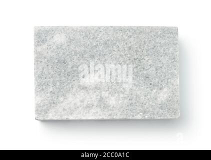 Vue de dessus du bloc de marbre isolé sur blanc Banque D'Images