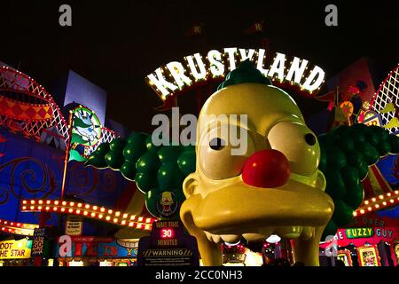 The Simpsons Ride à Universal studios Hollywood à Los Angeles. C'est un parc à thème et un studio de cinéma. Banque D'Images