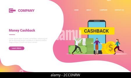 cash back bonus récompense affaires avec des gens et de l'argent pour le site web modèle ou bannière de modèle de page d'accueil Illustration de Vecteur