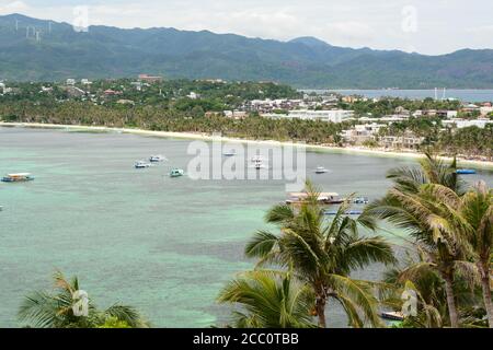 Vue sur la plage de Bulalog. Île Boracay. Visayas de l'Ouest. Philippines Banque D'Images