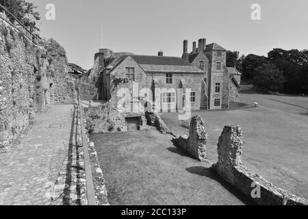 Cour intérieure d'un château dans l'île de Wight. Banque D'Images