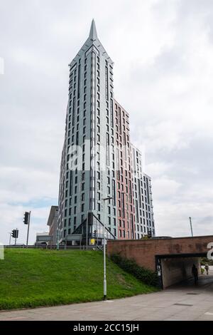 L'hébergement pour étudiants de Beckley point est le plus haut bâtiment de la ville de Plymouth, Devon, Angleterre, Royaume-Uni Banque D'Images