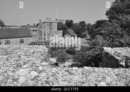 Cour intérieure d'un château dans l'île de Wight. Banque D'Images