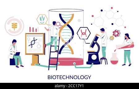 Laboratoire de biotechnologie, illustration de la conception à plat vectorielle Illustration de Vecteur