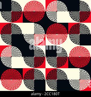 motif vintage des années 50 rouge noir Banque D'Images