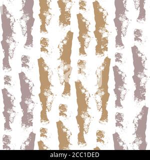 Bandes de grunge discontinu fond de motif vectoriel sans couture. Pinceau épais pour peinture verticale alternant rayures violet, or, blanc sur fond Illustration de Vecteur