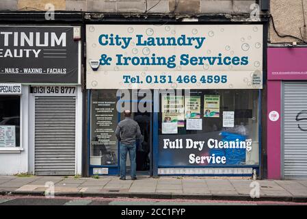 City Laundry & repassage Serces, Dalry Road, Édimbourg, Écosse, Royaume-Uni. Banque D'Images