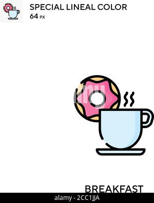 Petit déjeuner spécial Lineal couleur vector icône. Icônes de petit déjeuner pour votre projet d'entreprise Illustration de Vecteur