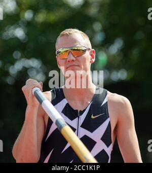 Leverkusen, Allemagne. 16 août 2020. Vainqueur Sam KENDRICKS (Etats-Unis). Pôle voûte des hommes, athlétisme #True Athletes Classics, le 16 août 2020 à Leverkusen/Allemagne Â | usage dans le monde crédit: dpa/Alay Live News Banque D'Images