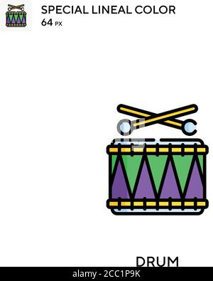 Tambour icône de vecteur de couleur spécial de ligne. Icônes de batterie pour votre projet d'entreprise Illustration de Vecteur