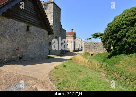 Cour intérieure d'un château dans l'île de Wight. Banque D'Images