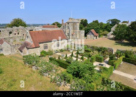 Cour intérieure d'un château dans l'île de Wight. Banque D'Images