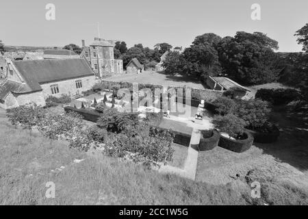 Cour intérieure d'un château dans l'île de Wight. Banque D'Images