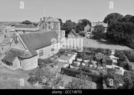 Cour intérieure d'un château dans l'île de Wight. Banque D'Images