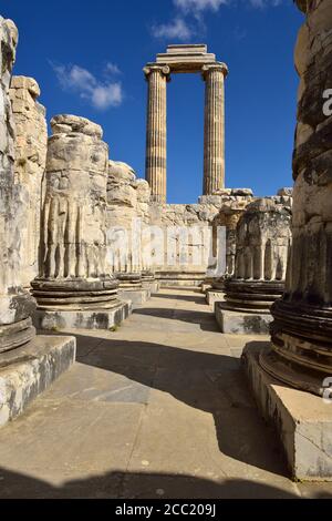 Turquie, vue du temple d'Apollon au site archéologique de Didymes Banque D'Images