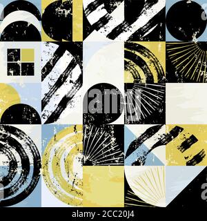 motif d'arrière-plan abstrait, avec cercles, carrés, traits et éclaboussures, sans couture, grundy Illustration de Vecteur