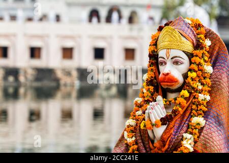 L'Inde, Punjab, Amritsar, Close up of Lord Hanuman à Lakshmi Narayan Temple Banque D'Images