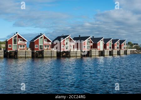 La Norvège, pêcheur abris à l'Harbour Banque D'Images