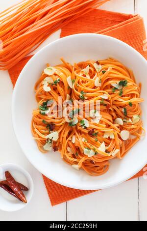 Plat de spaghetti aglio, Banque D'Images