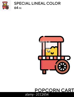 Chariot à pop-corn icône spéciale à vecteur de couleur. Icônes de chariot de pop-corn pour votre projet d'entreprise Illustration de Vecteur