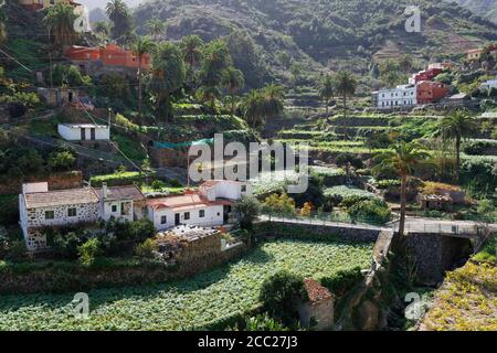 L'Espagne, la Gomera, vue de Banda de las Rosas près de Vallehermoso Banque D'Images