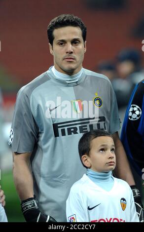 Milan Italie, 21 Frebrary 2007, 'G Meazza' Stadium, UEFA Champions League 2006/2007 , FC Inter - CF Valencia : Julio Cesar avant le match Banque D'Images