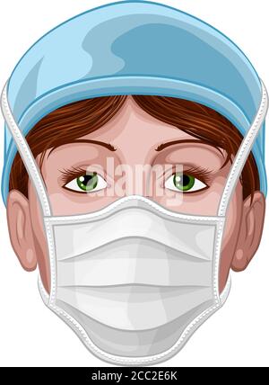Médecin ou infirmière portant un masque de protection EPI Illustration de Vecteur