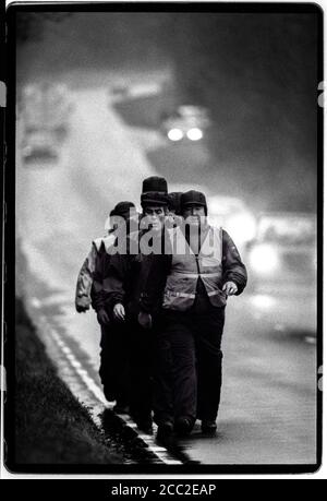 Droit au travail mars décembre 1992 depuis le nord de De l'Angleterre à Londres en suivant la route de la Croisade de Jurow dans la campagne de 1936 contre le chômage de masse dans le nord est de l'Angleterre Banque D'Images