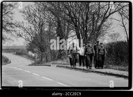 Droit au travail mars décembre 1992 depuis le nord de De l'Angleterre à Londres en suivant la route de la Croisade de Jurow dans la campagne de 1936 contre le chômage de masse dans le nord est de l'Angleterre Banque D'Images