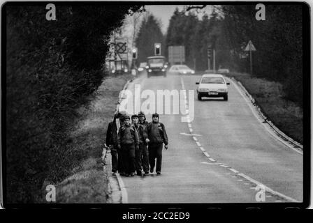 Droit au travail mars décembre 1992 depuis le nord de De l'Angleterre à Londres en suivant la route de la Croisade de Jurow dans la campagne de 1936 contre le chômage de masse dans le nord est de l'Angleterre Banque D'Images