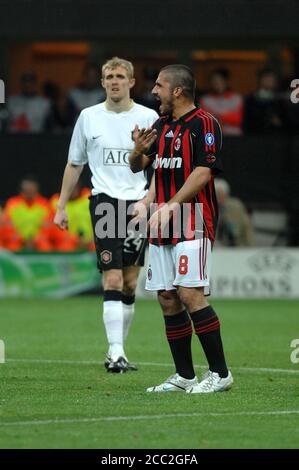 Milan Italie , 02 mai 2007, Stade 'SAN SIRO', UEFA Champions League 2006/2007, AC Milan - FC Manchester United: Gennaro Gattuso pendant le match Banque D'Images