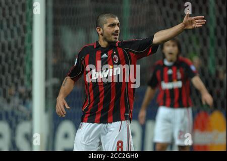 Milan Italie , 02 mai 2007, Stade 'SAN SIRO', UEFA Champions League 2006/2007, AC Milan - FC Manchester United: Gennaro Gattuso pendant le match Banque D'Images