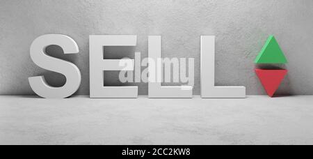illustration 3d rendu cgi du mot VENDRE, concept image pour le trading sur la bourse Banque D'Images