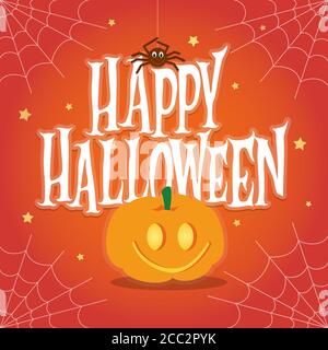 Carte de lettrage Happy Halloween. Illustration vectorielle mignonne Illustration de Vecteur