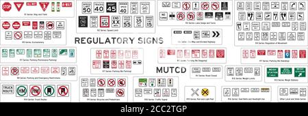 ensemble de signes réglementaires isolés des états-unis Illustration de Vecteur