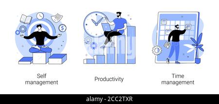 Illustrations vectorielles de concept abstraites de performances des employés et d'auto-organisation. Illustration de Vecteur