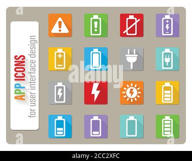 Icon Set de batterie Illustration de Vecteur