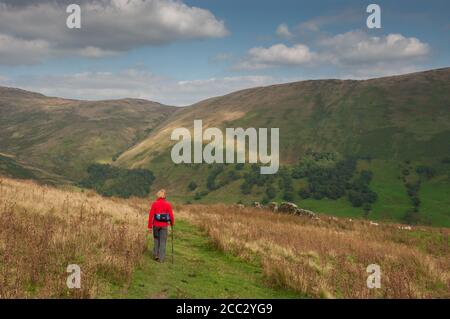 Promenade au-dessus de Longsleddale dans les Fells de l'est de Lakeland Banque D'Images