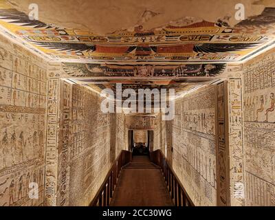 Janvier 2020 - Louxor, Egypte: KV9, Vallée des Rois No 9, tombe de Memnon, tombe des pharaons de la 20e dynastie: Ramses V et Ramses VI Banque D'Images