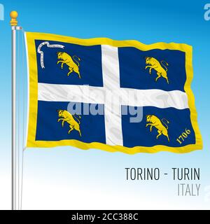 Drapeau officiel de la ville de Turin, Piémont, Italie, illustration vectorielle Illustration de Vecteur