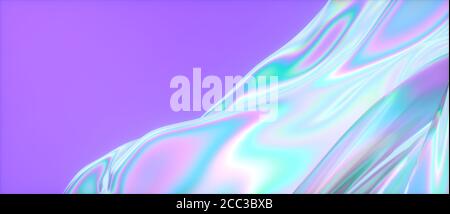 Arrière-plan abstrait coloré tendance avec effet polarisant et colorations holographiques au néon colorées. Arrière-plan abstrait en rendu 3D psychédélique Banque D'Images