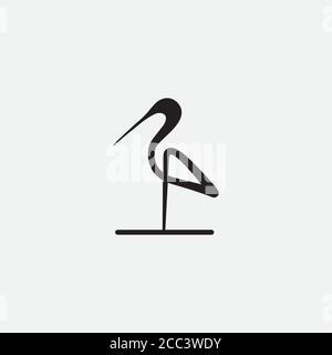 motif oiseau flamant minimaliste moderne avec logo Illustration de Vecteur