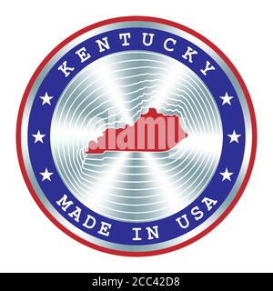 Fabriqué dans le Kentucky local signe de production, autocollant, sceau, timbre. Enseigne hologramme ronde pour la conception d'étiquettes et le marketing national aux États-Unis Illustration de Vecteur