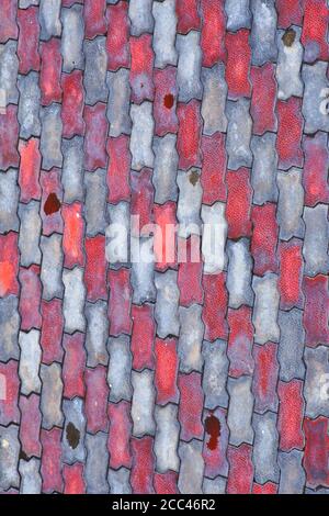 Arrière-plan unique de brique rouge et blanche, briques utiliser pour l'arrière-plan, Banque D'Images