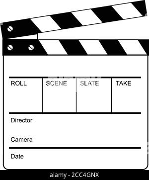 Illustration de style rétro d'un clapperboard, clapper, Clapper ou carte de repère, un dispositif utilisé dans la réalisation de films et la production vidéo pour aider à synchronizi Illustration de Vecteur