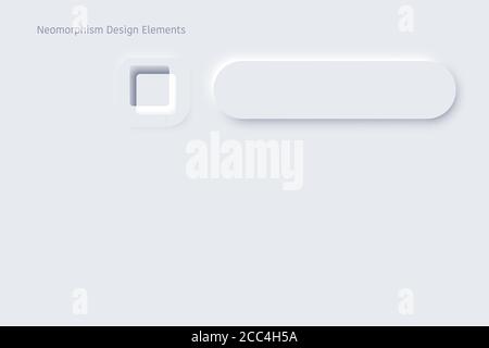 Jeu de boutons néomorphiques blancs et noirs modifiables. Curseurs pour les sites Web, le menu mobile, la navigation et les applications. Simple et élégant néomorphisme tendance 2020 Illustration de Vecteur