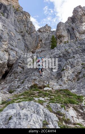 Italie Veneto Lagazuoi - Passo Valparola - Sass de stria - Ferrata Fusetti Banque D'Images