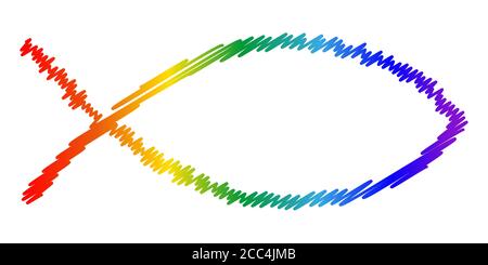 Illustration numérique isolée du symbole ichthys coloré Banque D'Images