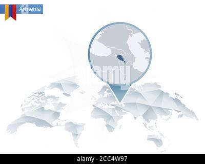 Résumé carte du monde arrondie avec une carte détaillée de l'Arménie. Illustration vectorielle. Illustration de Vecteur