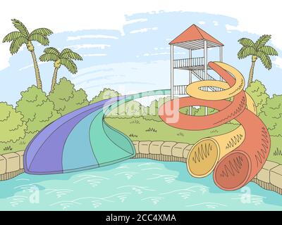 Dessin graphique couleur Aqua Park, illustration vectorielle Illustration de Vecteur